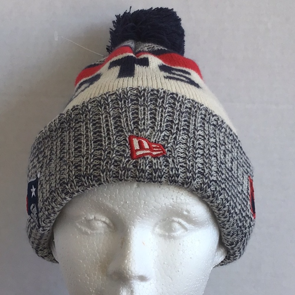 New England Patriots Logo Hat Beanie NFL Football  Navy Red New Era Men